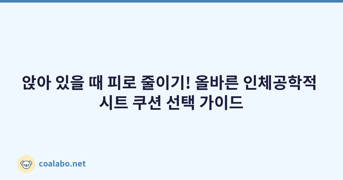 앉아 있을 때 피로 줄이기! 올바른 인체공학적 시트 쿠션 선택 가이드