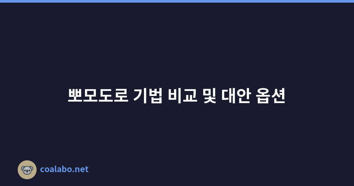뽀모도로 기법 비교 및 대안 옵션