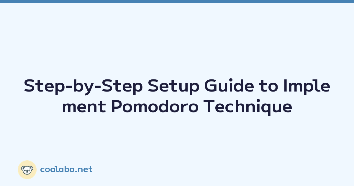 Step-by-Step Setup Guide to Implement Pomodoro Technique